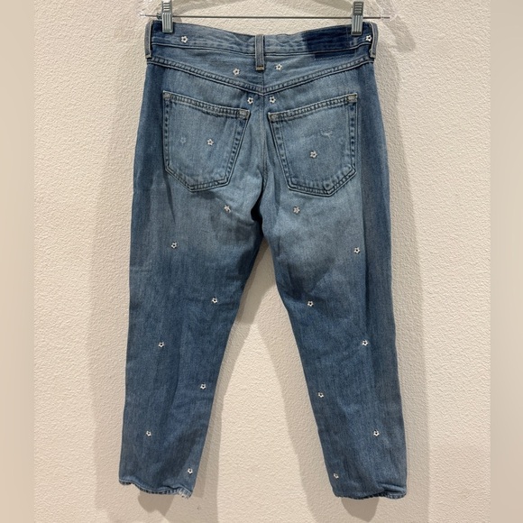NWT AMO Tomboy Crop Loose Fit Relaxed Rise Vintage Embroidered Floral Jeans 26 - Picture 10 of 16